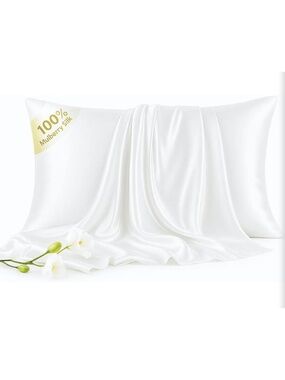 2 Pack White Queen 100% Mulberry Silk Pillowcase 6A Grade